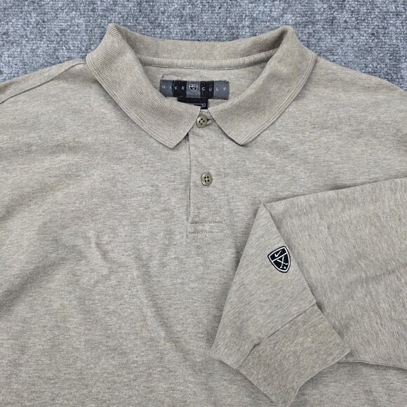 Nike Other - Nike Golf Shirt Mens Medium Beige Long Sleeve 100% Cotton Classic Pullover Logo